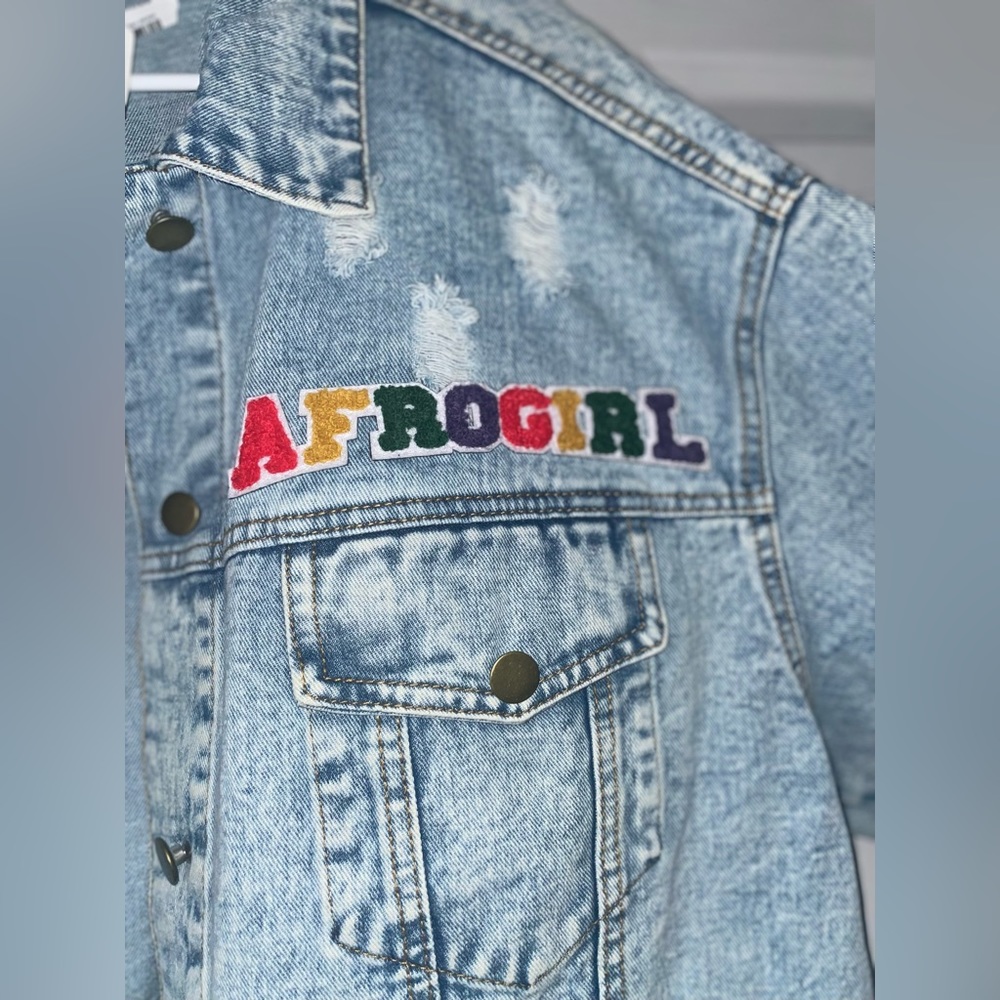 AfroGirl Distressed Denim Jacket